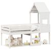 vidaXL Hochbett mit Dach Wei&szlig; 75x190 cm Massivholz Kiefer
