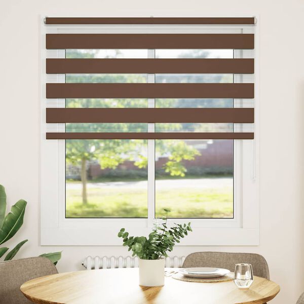 vidaXL Doppelrollo Braun 130x100 cm Stoffbreite 125,9 cm Polyester