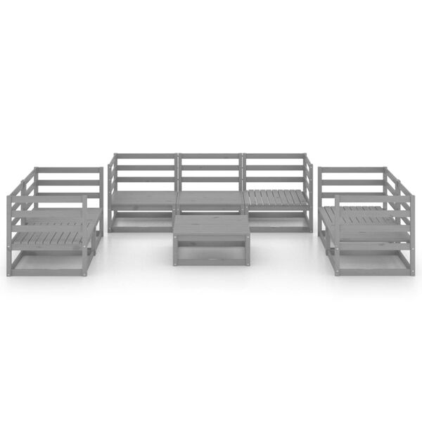 vidaXL 8-tlg. Garten-Lounge-Set Grau Massivholz Kiefer