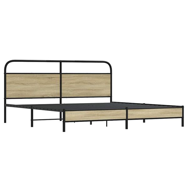 vidaXL Metallbett ohne Matratze Sonoma-Eiche 180x200 cm