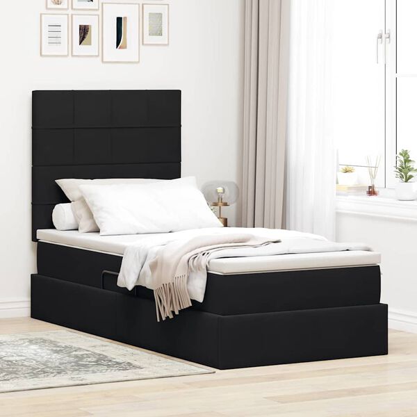 vidaXL Aufbewahrungsbett mit Matratze Schwarz 100 x 200 cm Samt