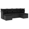 vidaXL 6-tlg. Garten-Sofagarnitur mit Kissen Schwarz Poly Rattan