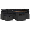 vidaXL Garten-Sofa-Set mit Kissen 7 pcs Schwarz Poly Rattan