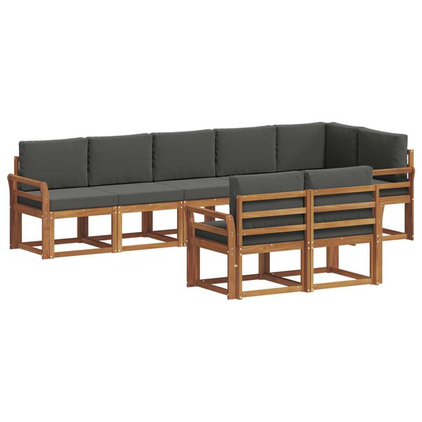 vidaXL Outdoor-Sofagarnitur mit Kissen 8 pcs Natur und Anthrazit