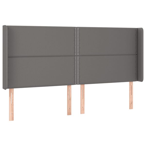 vidaXL Kopfteil mit Ohren Grau 163x16x118/128 cm Kunstleder