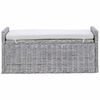 vidaXL Sitzbank mit Stauraum Wei&szlig; gewaschen 110 x 40 x 50 cm Rattan