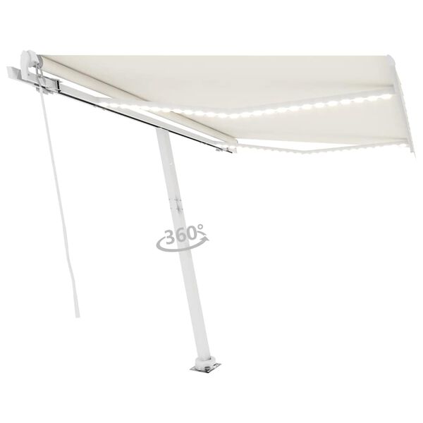 vidaXL Markise Manuell Einziehbar mit LED 300x250 cm Creme