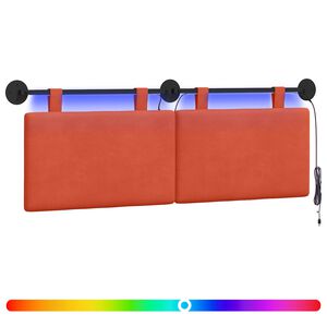vidaXL H&auml;ngendes Kopfteil Mit LED Licht Rot-Orange Cordstoff