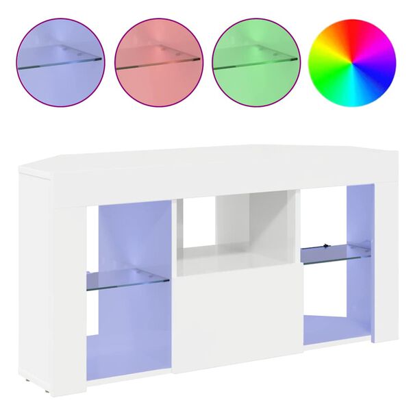 vidaXL Eck-LED-TV-Schrank Wandmontiert Hochglanz Wei&szlig; 100 x 40 x 50 cm