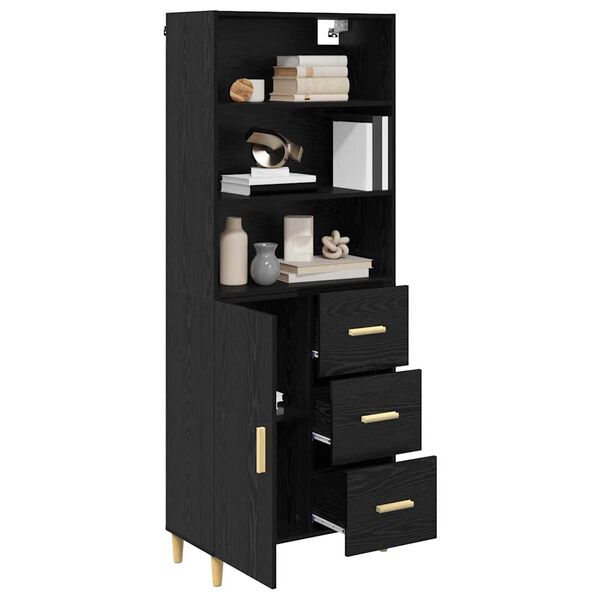 vidaXL Highboard Schwarz Eichen-Optik 69,5 x 32,5 x 180 cm