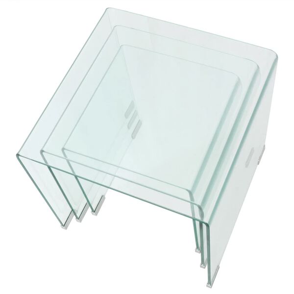 vidaXL Dreiteiliges Satztisch-Set aus geh&auml;rtetem Glas Transparent