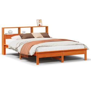 vidaXL Massivholzbett ohne Matratze Wachsbraun 135x190 cm Kiefernholz