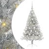 vidaXL K&uuml;nstlicher vorbeleuchteter Weihnachtsbaum Silber 120 cm PET