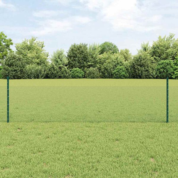 vidaXL Zaun mit Pfosten Grün 0,5 x 25 m Stahl