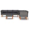 vidaXL 6-tlg. Garten-Lounge-Set mit Kissen Poly Rattan Grau