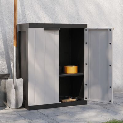 vidaXL Gartenschrank Grau und Schwarz 65x37x85 cm PP