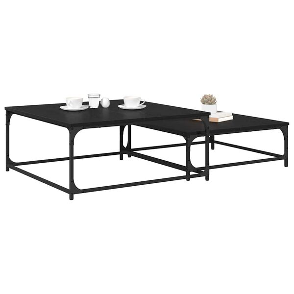 vidaXL Couchtisch 2 pcs Schwarz Eichen-Optik Holzwerkstoff