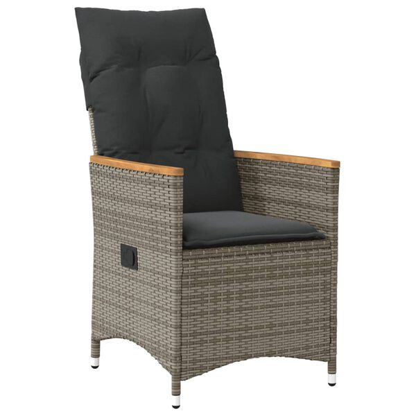 vidaXL Gartensessel mit Kissen 2 Stk. Verstellbar Grau Poly Rattan