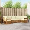 vidaXL Ecksofa Set mit Kissen 7 pcs Natur und Creme Massivholz Akazie