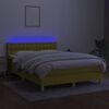 vidaXL Boxspringbett mit Matratze & LED Gr&uuml;n 140x190 cm Stoff