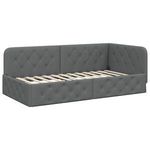 vidaXL Eckbettgestell mit Kopfteil Dunkelgrau 100 x 200 cm Stoff
