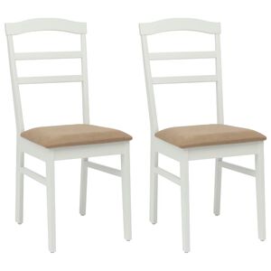 vidaXL Esszimmerstuhl 2 pcs Wei&szlig; und Braun Massives Gummiholz