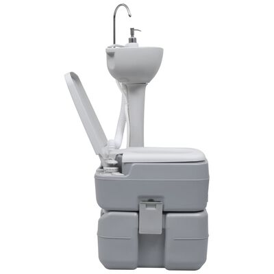 vidaXL Campingtoilette und Handwaschbecken Set Tragbar Grau im