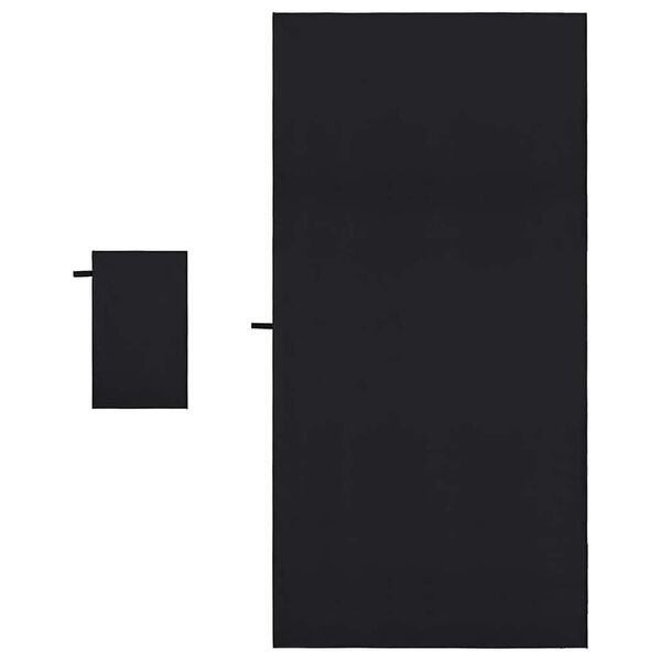 vidaXL Sporthandtuch Set 2 pcs Schwarz Stoff