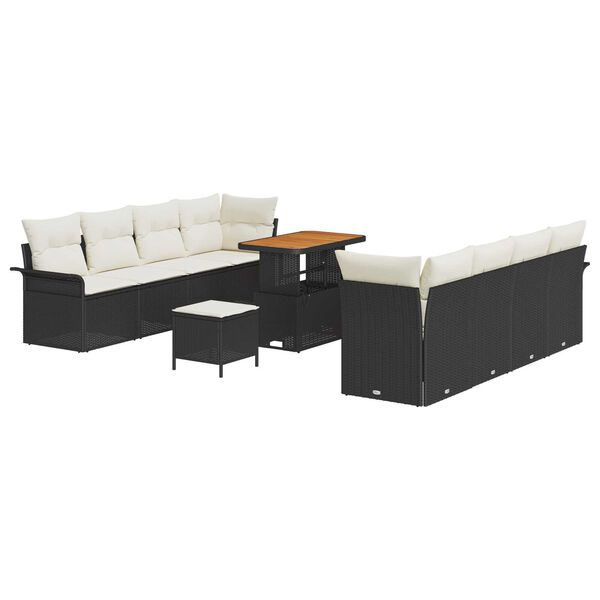 vidaXL Garten-Sofa-Set 11 pcs Schwarz Poly-Rattan