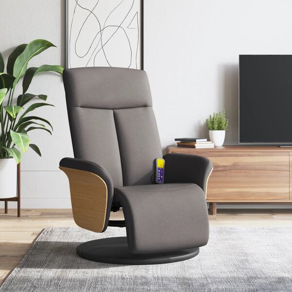 vidaXL Massagesessel mit Fu&szlig;teil Taupe Stoff