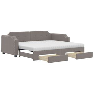 vidaXL Tagesbett Ausziehbar mit Schubladen Taupe 80x200 cm Stoff