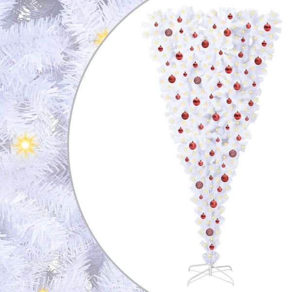 vidaXL K&uuml;nstlicher Weihnachtsbaum Wei&szlig; 210 cm PVC und Stahl