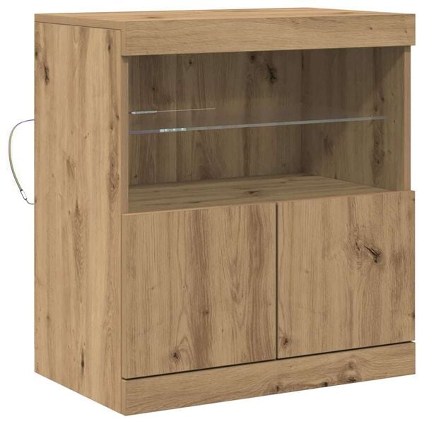 vidaXL LED-Sideboard Braun 60,5 x 37 x 67 cm Holzwerkstoff