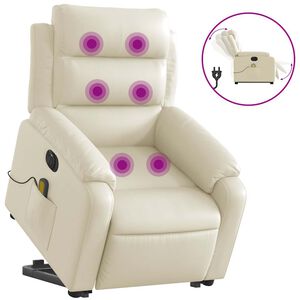 vidaXL Massagesessel mit Aufstehhilfe Elektrisch Creme Kunstleder