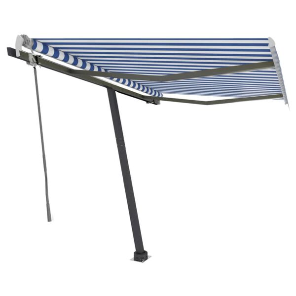 vidaXL Markise Manuell Einziehbar mit LED 300x250 cm Blau und Wei&szlig;