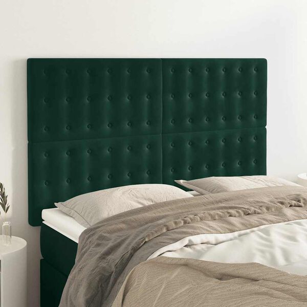 vidaXL Kopfteil Dunkelgr&uuml;n 144x5x118/128 cm Samt