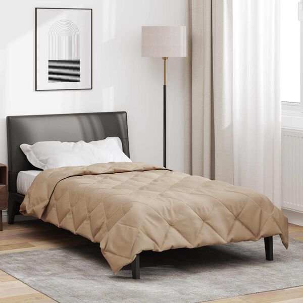 vidaXL Ganzjahresbettdecke Taupe 200 x 155 cm Mikrofaser