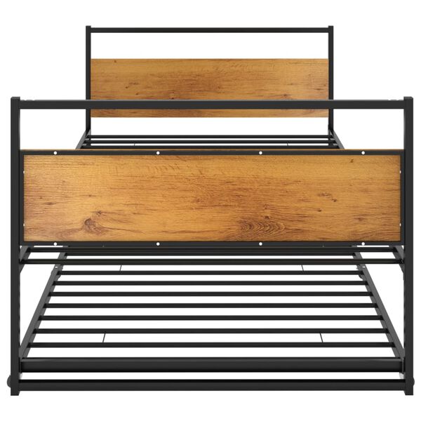 vidaXL Ausziehbett Schwarz Metall 90x200 cm