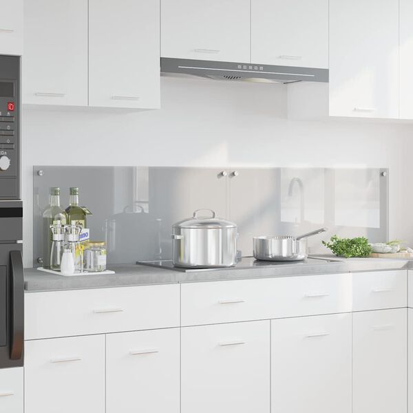 vidaXL K&uuml;chenr&uuml;ckwand 2 pcs Hellgrau 90 x 40 cm Geh&auml;rtetes Glas