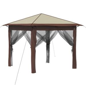 vidaXL Gazebo mit 4 Seitenw&auml;nden 2,6 x 2,6 m Creme und Braun