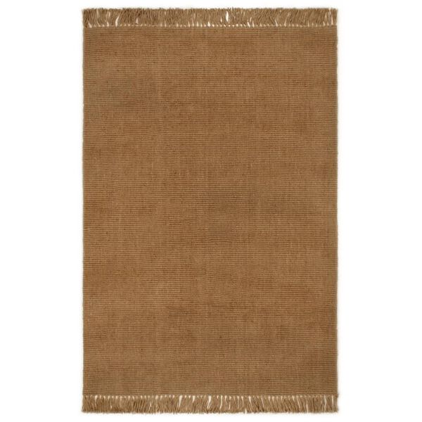vidaXL Teppichl&auml;ufer mit Fransen 80x300 cm Jute