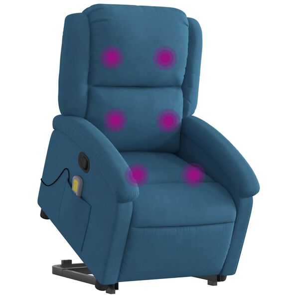vidaXL Massagesessel mit Aufstehhilfe Blau Samt