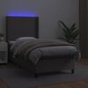 vidaXL Boxspringbett mit Matratze & LED Grau 100x200 cm Kunstleder