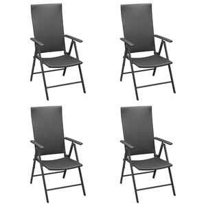 vidaXL Klappst&uuml;hle, 4 St&uuml;ck, Polyrattan, Schwarz