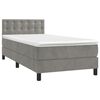 vidaXL Boxspringbett mit Matratze & LED Hellgrau 90x190 cm Samt