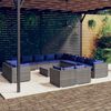 vidaXL 14-tlg. Garten-Lounge-Set mit Kissen Grau Poly Rattan