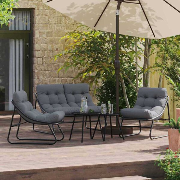 vidaXL Garten Essgruppe 5 pcs Schwarz Stahl