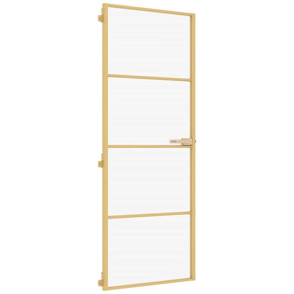 vidaXL Innentür Schlank Golden 76x201,5 cm Hartglas und Aluminium