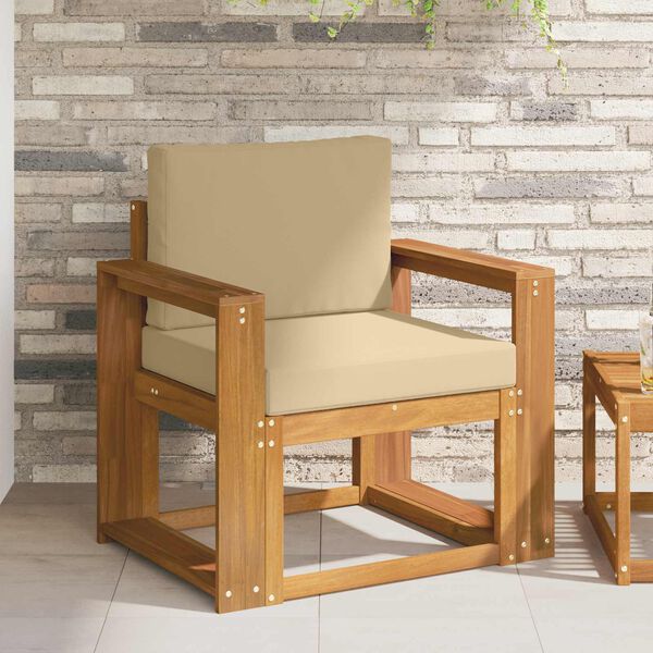 vidaXL Outdoor-Sofa Massives Akazienholz und Polyester Natur