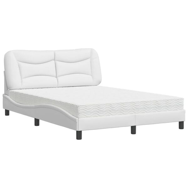 vidaXL Bett mit Matratze "Hvar" Wei&szlig; 140x190 cm Kunstleder
